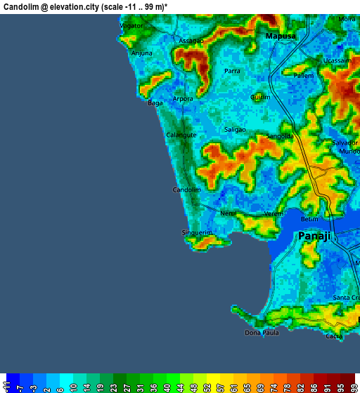 Zoom OUT 2x Candolim, India elevation map