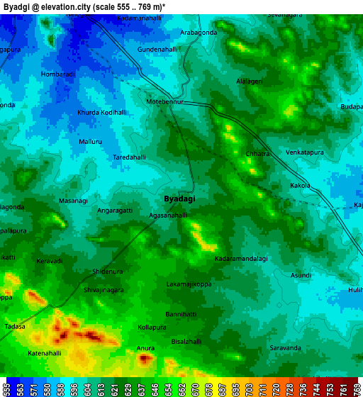 Zoom OUT 2x Byādgi, India elevation map