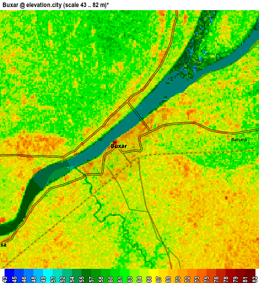 Zoom OUT 2x Buxar, India elevation map