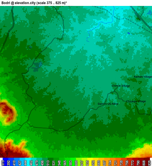 Zoom OUT 2x Bodri, India elevation map