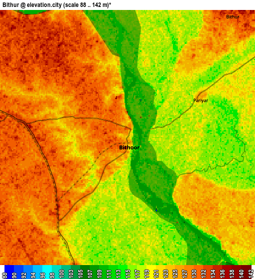 Zoom OUT 2x Bithūr, India elevation map