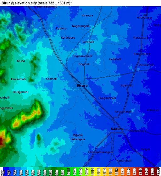 Zoom OUT 2x Birūr, India elevation map