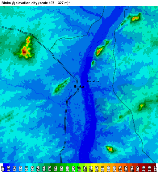 Zoom OUT 2x Binka, India elevation map