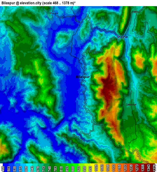 Zoom OUT 2x Bilaspur, India elevation map