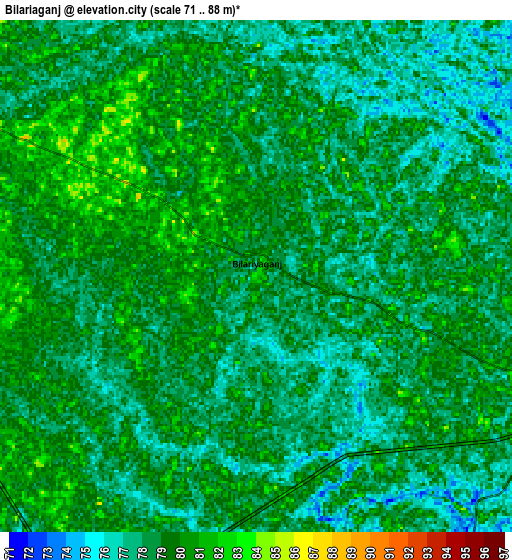 Zoom OUT 2x Bilariāganj, India elevation map