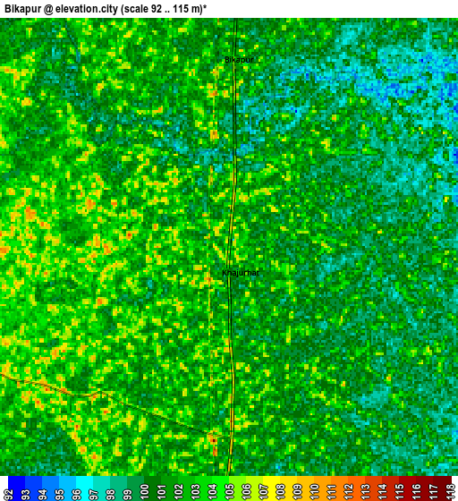 Zoom OUT 2x Bīkāpur, India elevation map