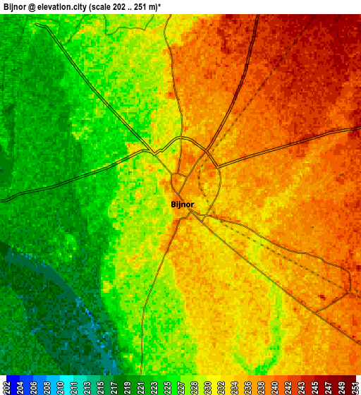 Zoom OUT 2x Bijnor, India elevation map