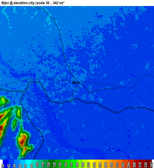 Zoom OUT 2x Bijni, India elevation map