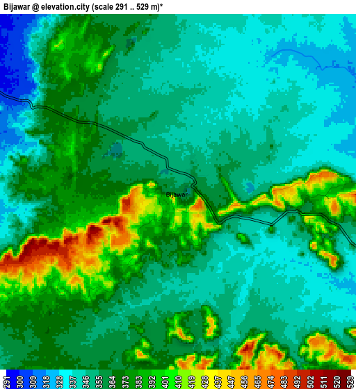 Zoom OUT 2x Bijāwar, India elevation map