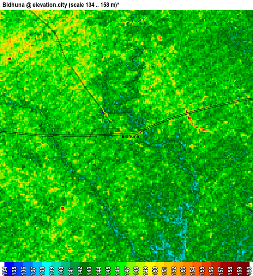 Zoom OUT 2x Bidhūna, India elevation map