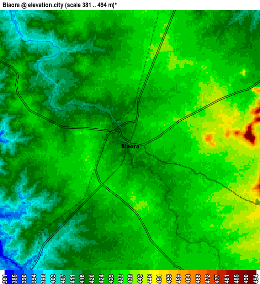 Zoom OUT 2x Biaora, India elevation map