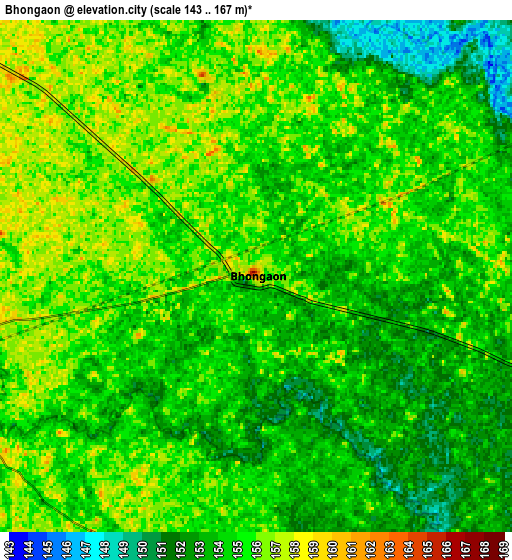 Zoom OUT 2x Bhongaon, India elevation map