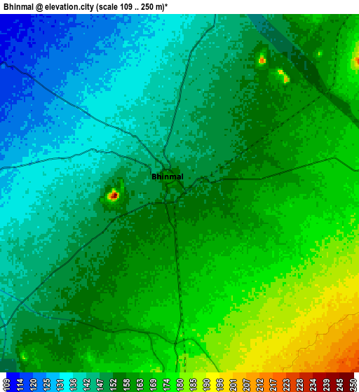 Zoom OUT 2x Bhīnmāl, India elevation map