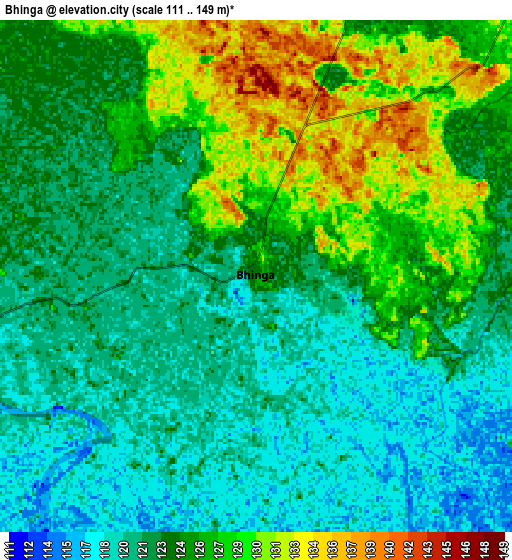Zoom OUT 2x Bhinga, India elevation map
