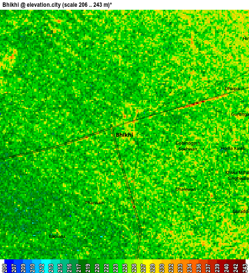 Zoom OUT 2x Bhīkhi, India elevation map