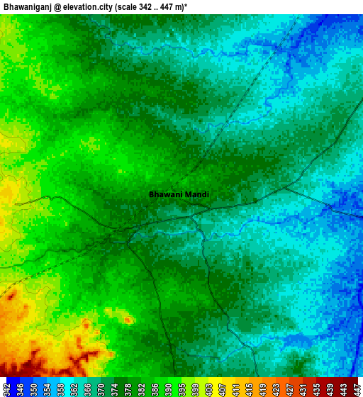 Zoom OUT 2x Bhawāniganj, India elevation map