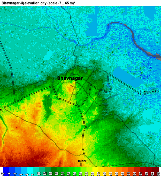 Zoom OUT 2x Bhavnagar, India elevation map