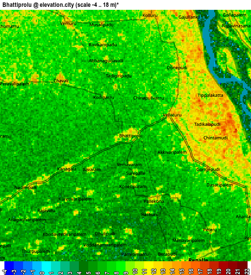 Zoom OUT 2x Bhattiprolu, India elevation map