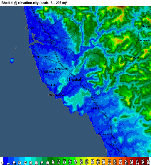 Zoom OUT 2x Bhatkal, India elevation map