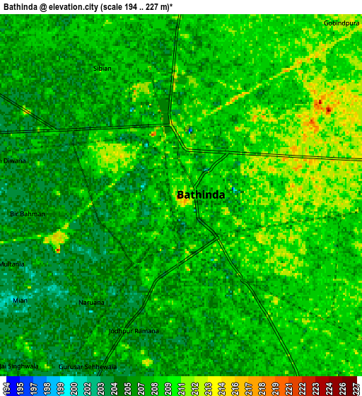 Zoom OUT 2x Bathinda, India elevation map