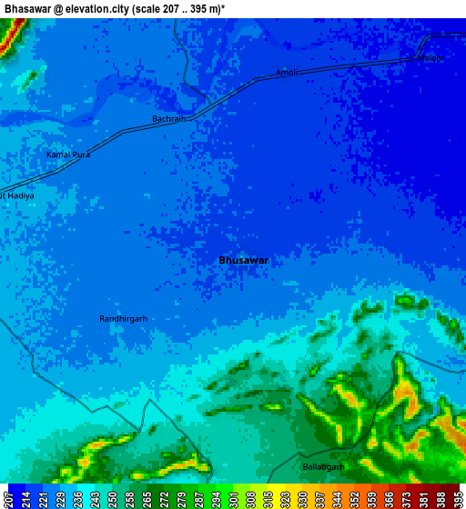 Zoom OUT 2x Bhasāwar, India elevation map