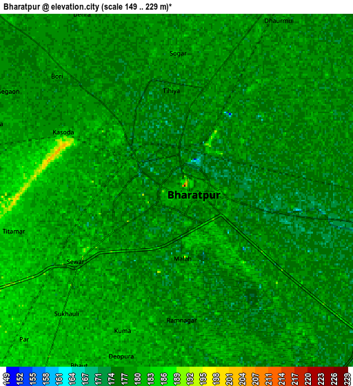 Zoom OUT 2x Bharatpur, India elevation map