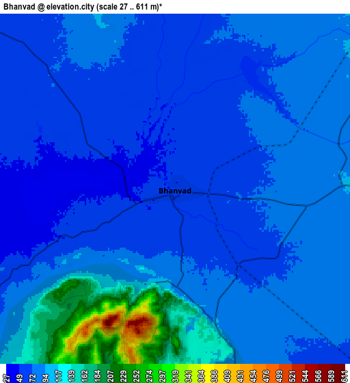 Zoom OUT 2x Bhānvad, India elevation map