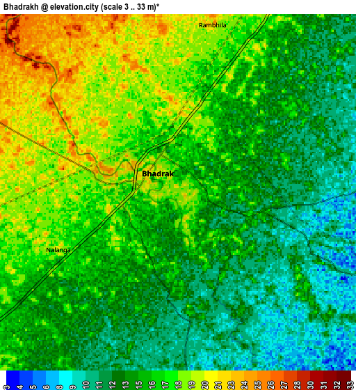 Zoom OUT 2x Bhadrakh, India elevation map