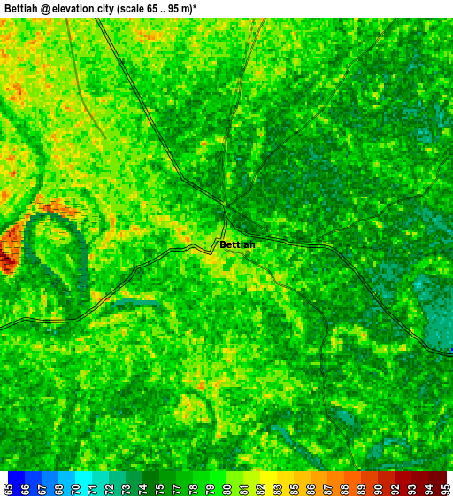 Zoom OUT 2x Bettiah, India elevation map