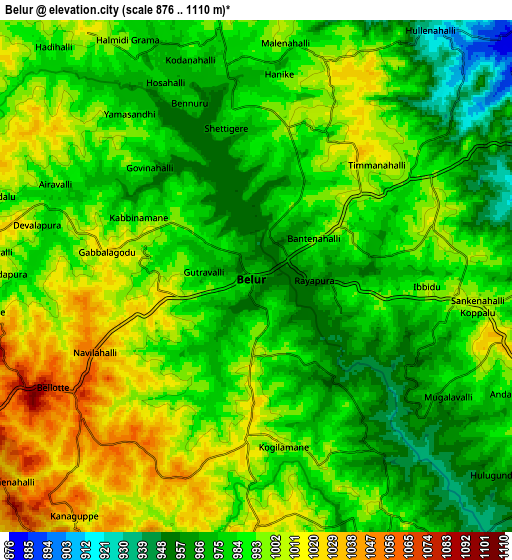 Zoom OUT 2x Belūr, India elevation map