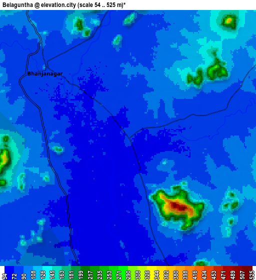 Zoom OUT 2x Belaguntha, India elevation map