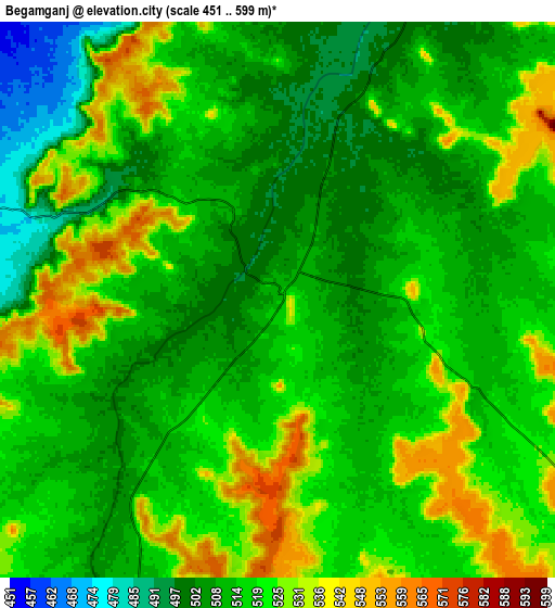 Zoom OUT 2x Begamganj, India elevation map