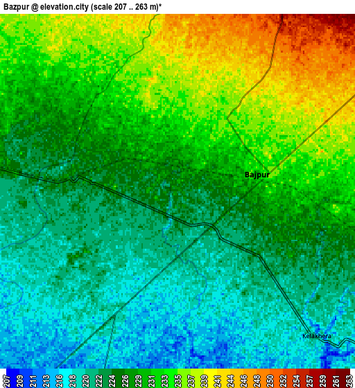 Zoom OUT 2x Bāzpur, India elevation map