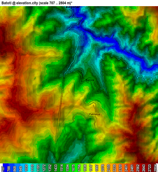 Zoom OUT 2x Batoti, India elevation map