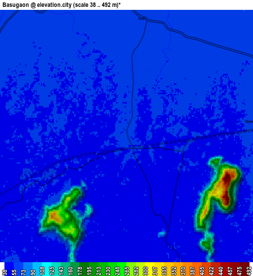 Zoom OUT 2x Bāsugaon, India elevation map