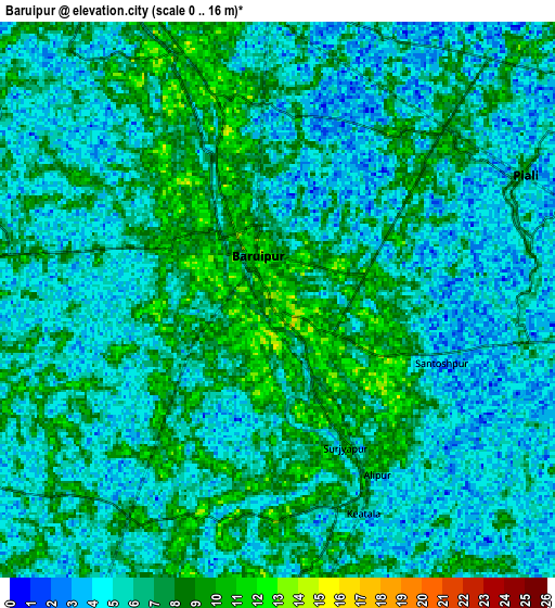 Zoom OUT 2x Bāruipur, India elevation map