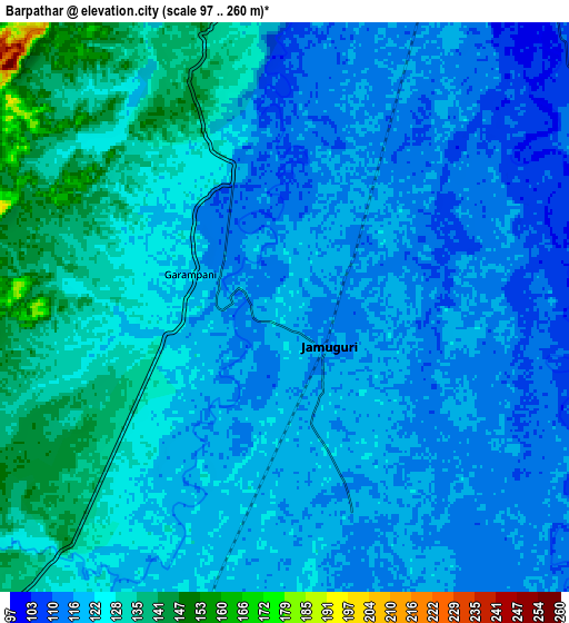 Zoom OUT 2x Barpathār, India elevation map