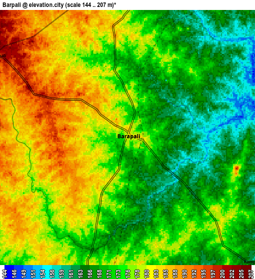 Zoom OUT 2x Barpāli, India elevation map