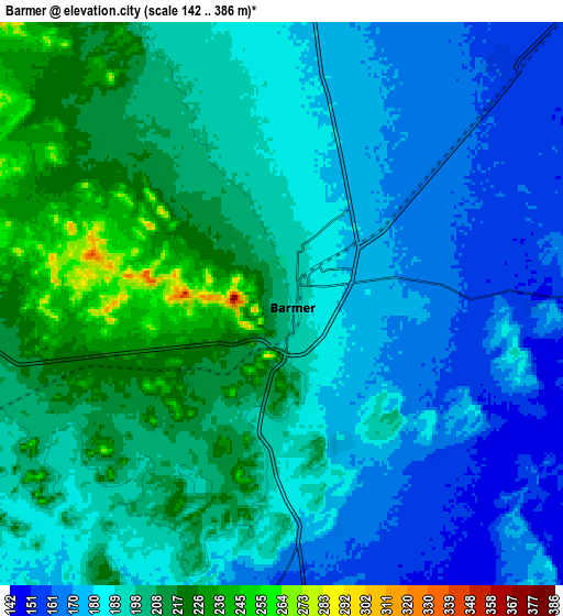 Zoom OUT 2x Bārmer, India elevation map