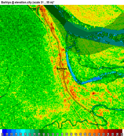 Zoom OUT 2x Barhiya, India elevation map