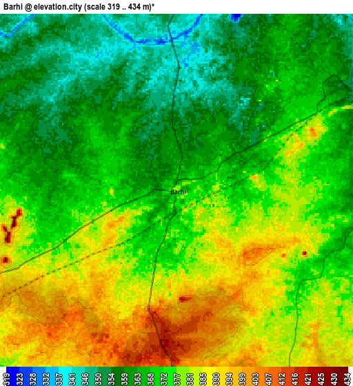 Zoom OUT 2x Barhi, India elevation map