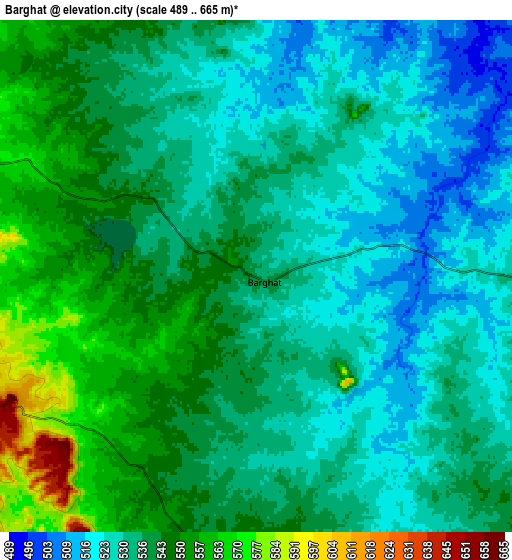 Zoom OUT 2x Barghāt, India elevation map