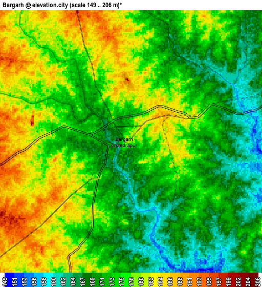 Zoom OUT 2x Bargarh, India elevation map