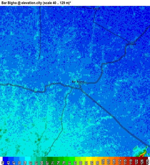 Zoom OUT 2x Bar Bigha, India elevation map