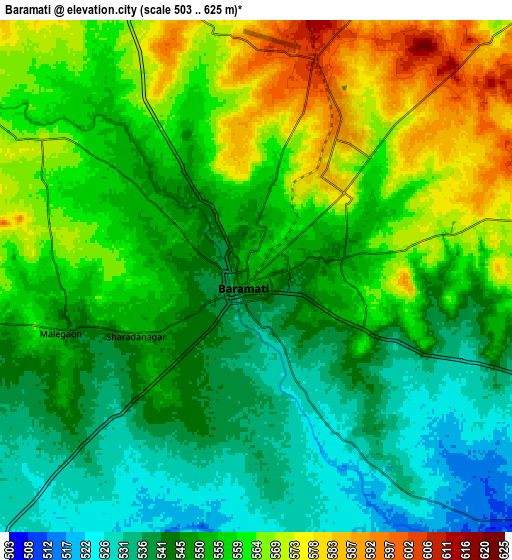 Zoom OUT 2x Bārāmati, India elevation map