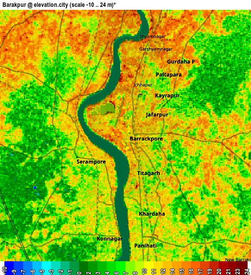 Zoom OUT 2x Bārākpur, India elevation map