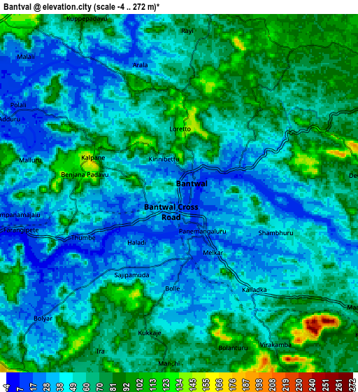Zoom OUT 2x Bantvāl, India elevation map