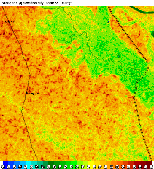 Zoom OUT 2x Bānsgāon, India elevation map