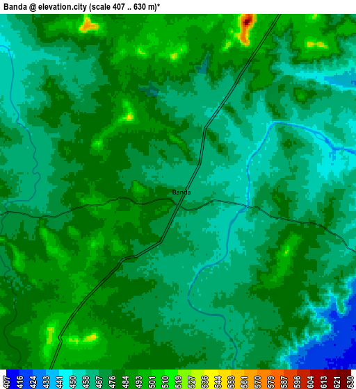 Zoom OUT 2x Banda, India elevation map