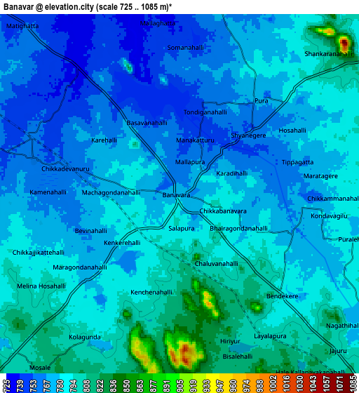 Zoom OUT 2x Bānāvar, India elevation map